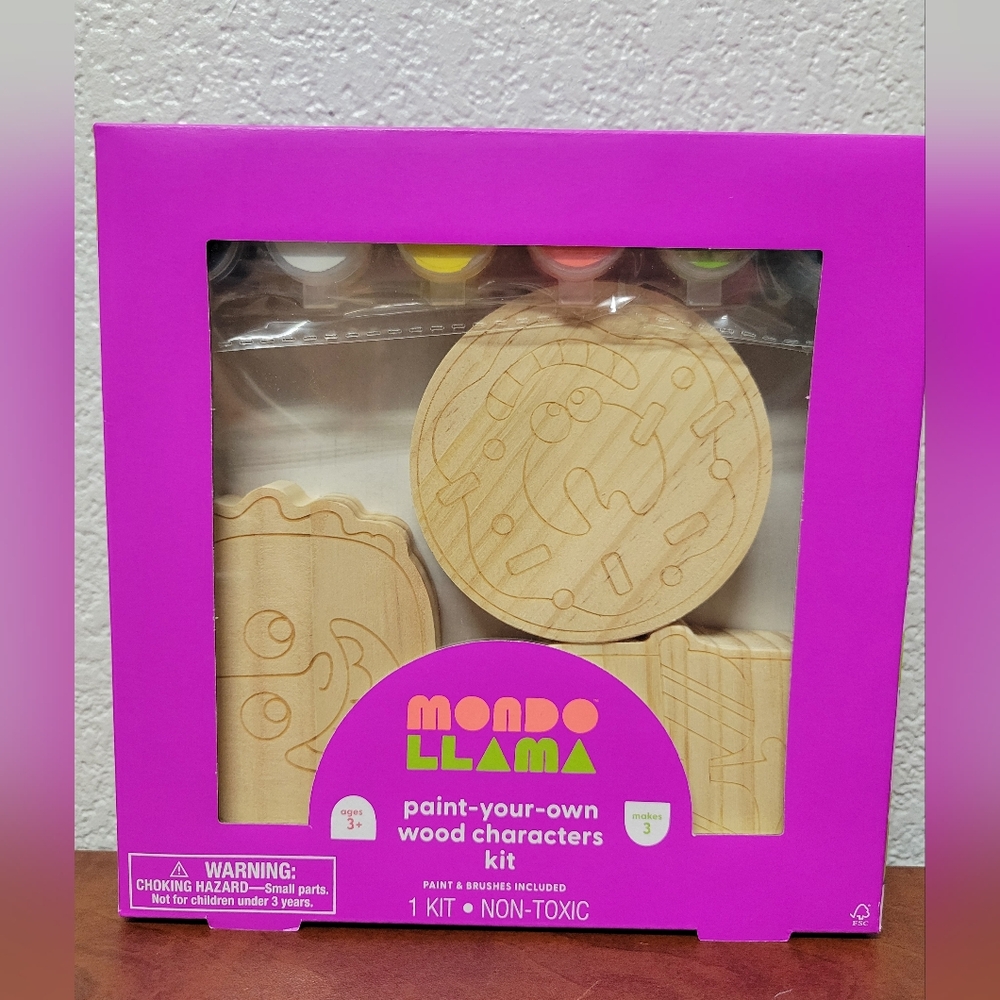 Mondo Llama Paint-Your-Own Wood Characters Kit NIB